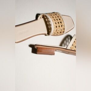 NWOT Bembien Cream Rattan Pia Slide Size US 7